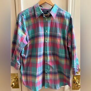 New Chaps Plaid No-Iron Button Down Shirt